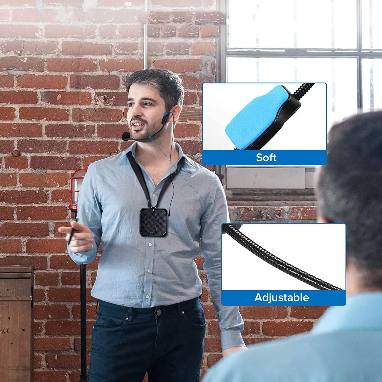 Портативный усилитель голоса Rolton мегафон с микрофоном громкоговоритель