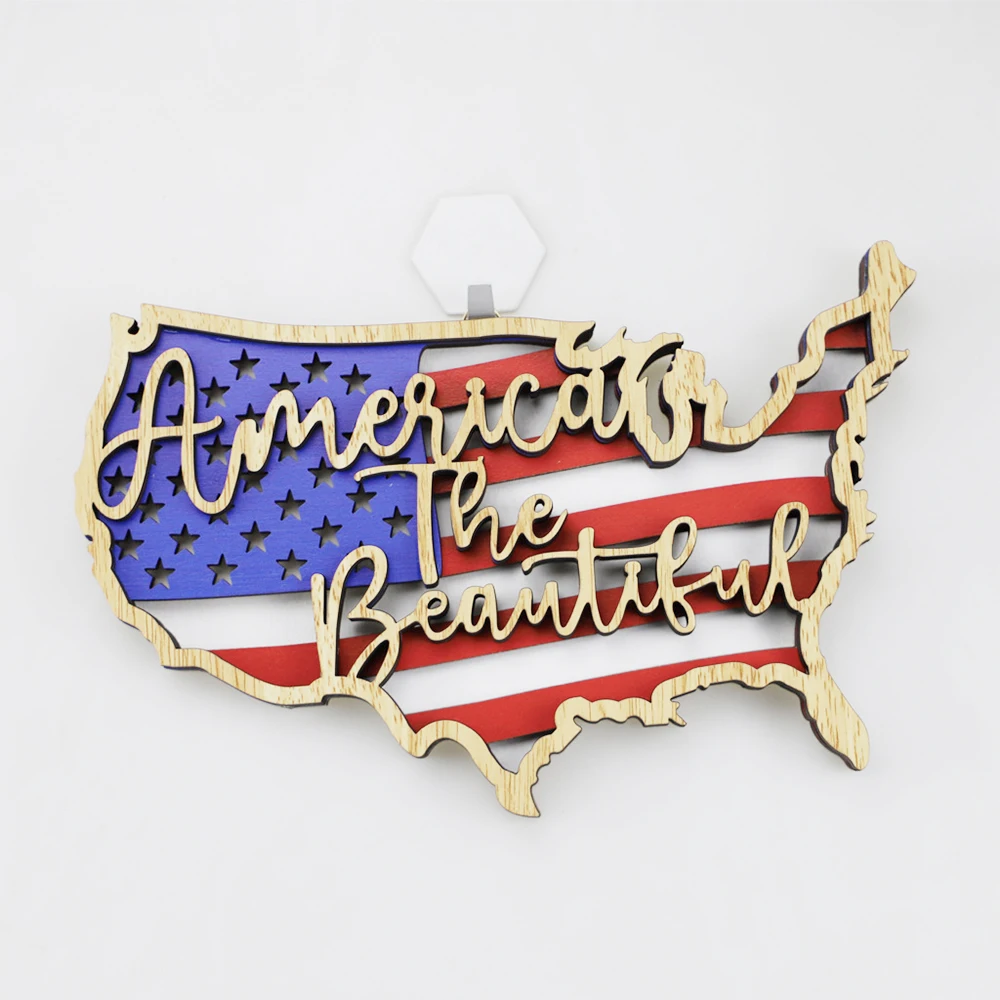 

Wooden Ornament American Independence Day Anniversary Celebration Patriotic For Home Desktop Decoration 24x15.4x2cm