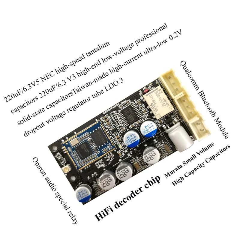 

QCC5125 Bluetooth 5.1 Lossless Adapter Receiver Module APTX-HD + DSP PCM5102A DAC 32Bit 384Khz For Hifi Audio Amplifier