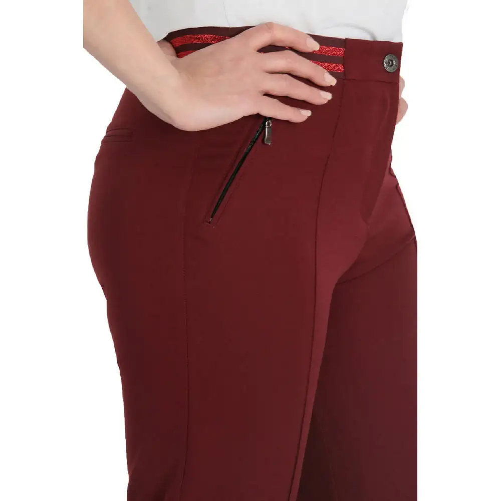 Fierte Women Plus Size Pants Nvr2152 Fabric Normal Elastic Waist Tight Bell-Bottomed Ankle Zipper Closure Spring Summer Casual