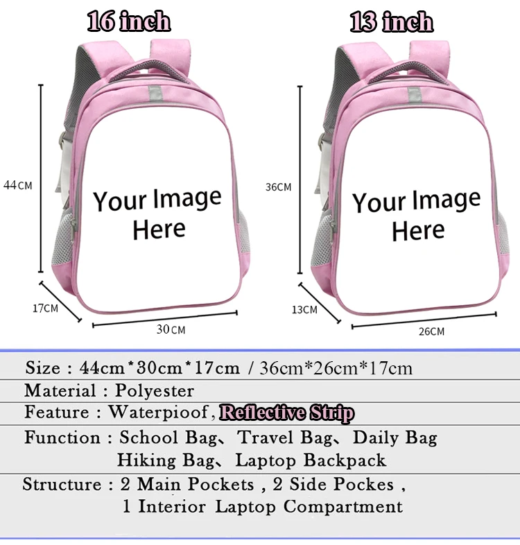 customize the image logo canvas backpack women men travel bags children school bags boys girls book bag kids gift backpacks free global shipping