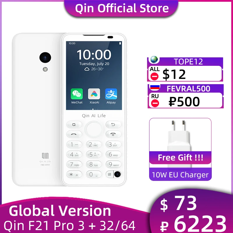 Global Version Qin F21 Pro 3GB 32GB Mobile Phone 2.8'' IPS Screen 480*640P 5MP Rear Camera Cellphone 2120mAh Android Phone