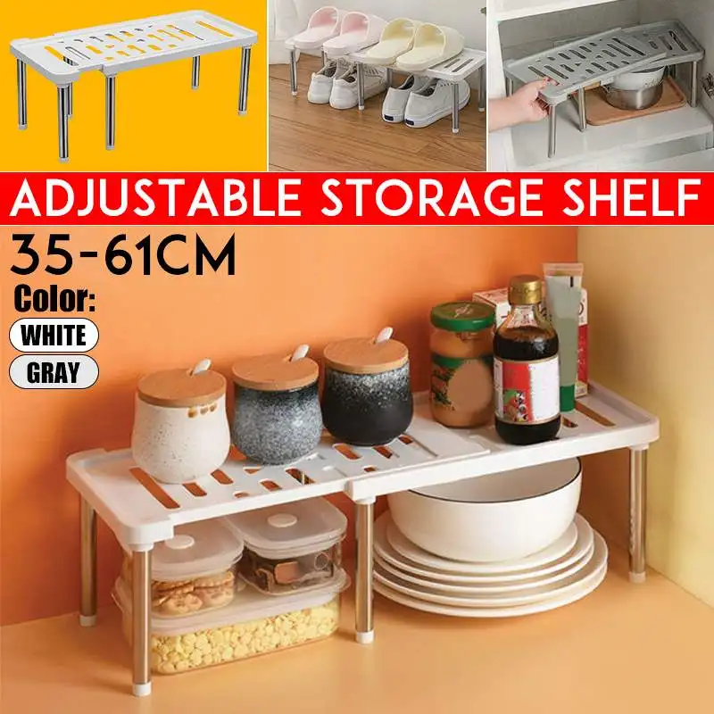 

Kitchen Telescopic Cabinets Shelf Desktop Multi-layer Storage Shelf Compartment Seasoning Organizing Rack Cabinet Storage Shelf