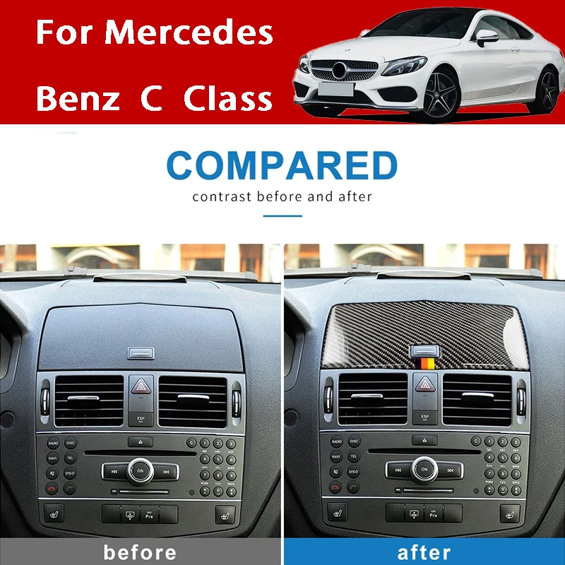 

Car Center Console Navigation Carbon Fiber Sticker Panel Cover For Mercedes Benz C Class W204 2007 2008 2009 - 2014 Accessories