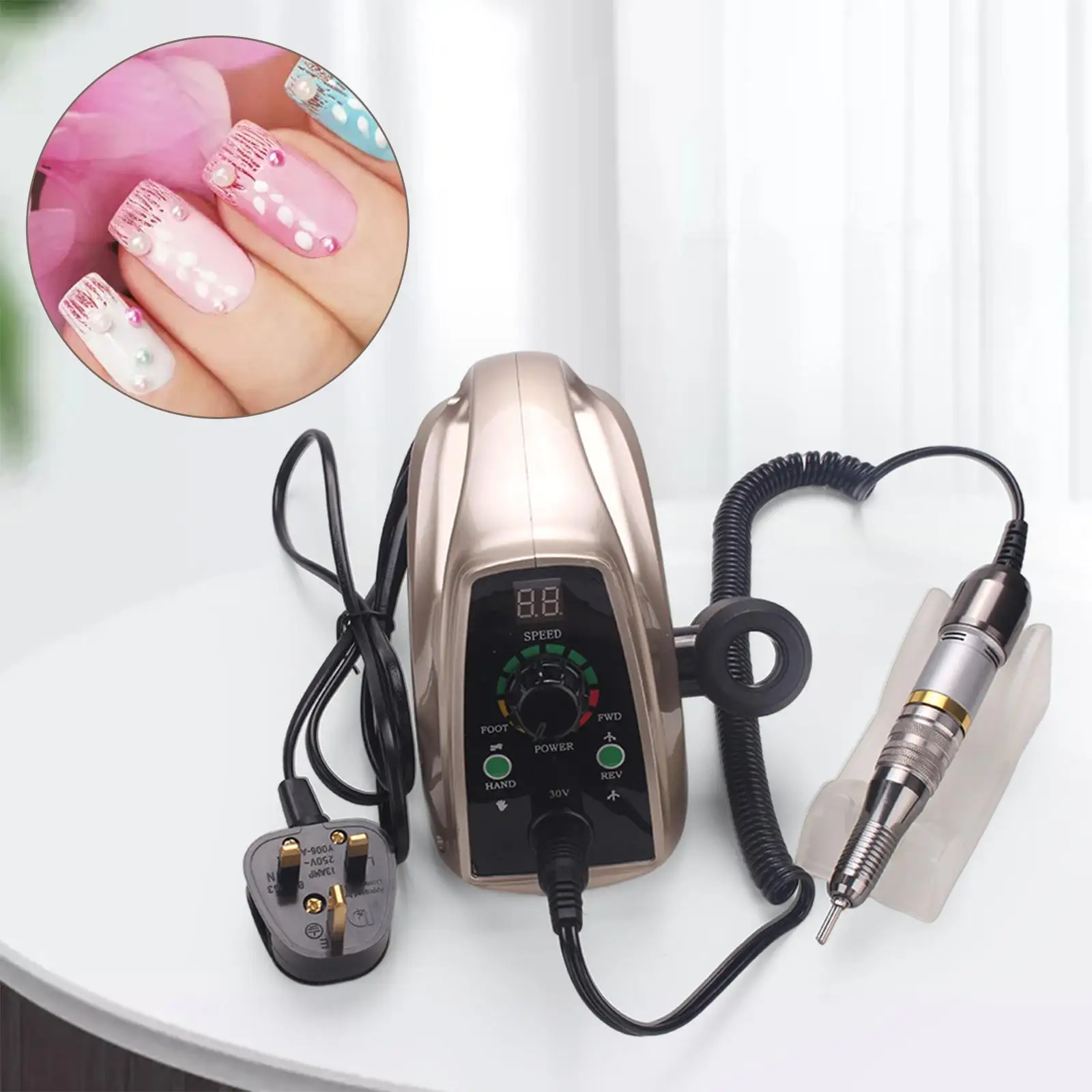 Professional Electric Nail Drill Machine 35000 RPM Portable Polishing File Handpiece for Buffing Gel Nail Nail Art Glazing UK