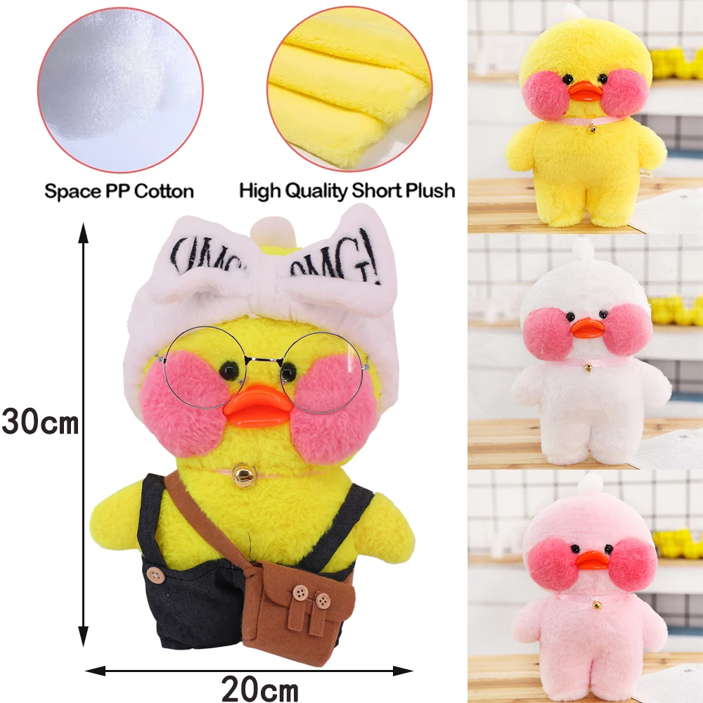 LaLafanfan 30cm Yellow Duck Clothes Hoodie Cartoon Plush Toy Stuffed Soft Doll Toys Animal Birthday Girl`s Gift for Kid DIY | Игрушки и