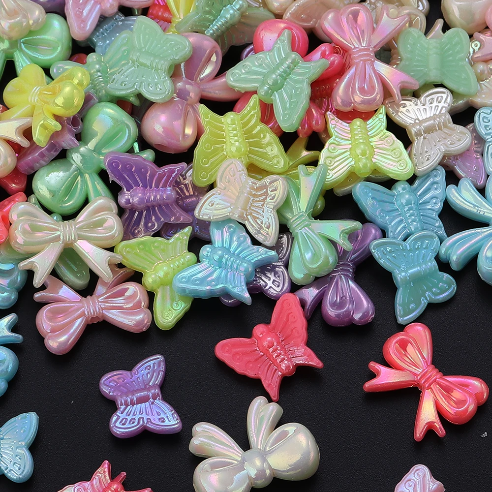 100-200 шт. акриловые бусины с покрытием красочная форма банта Ожерелье сделай сам