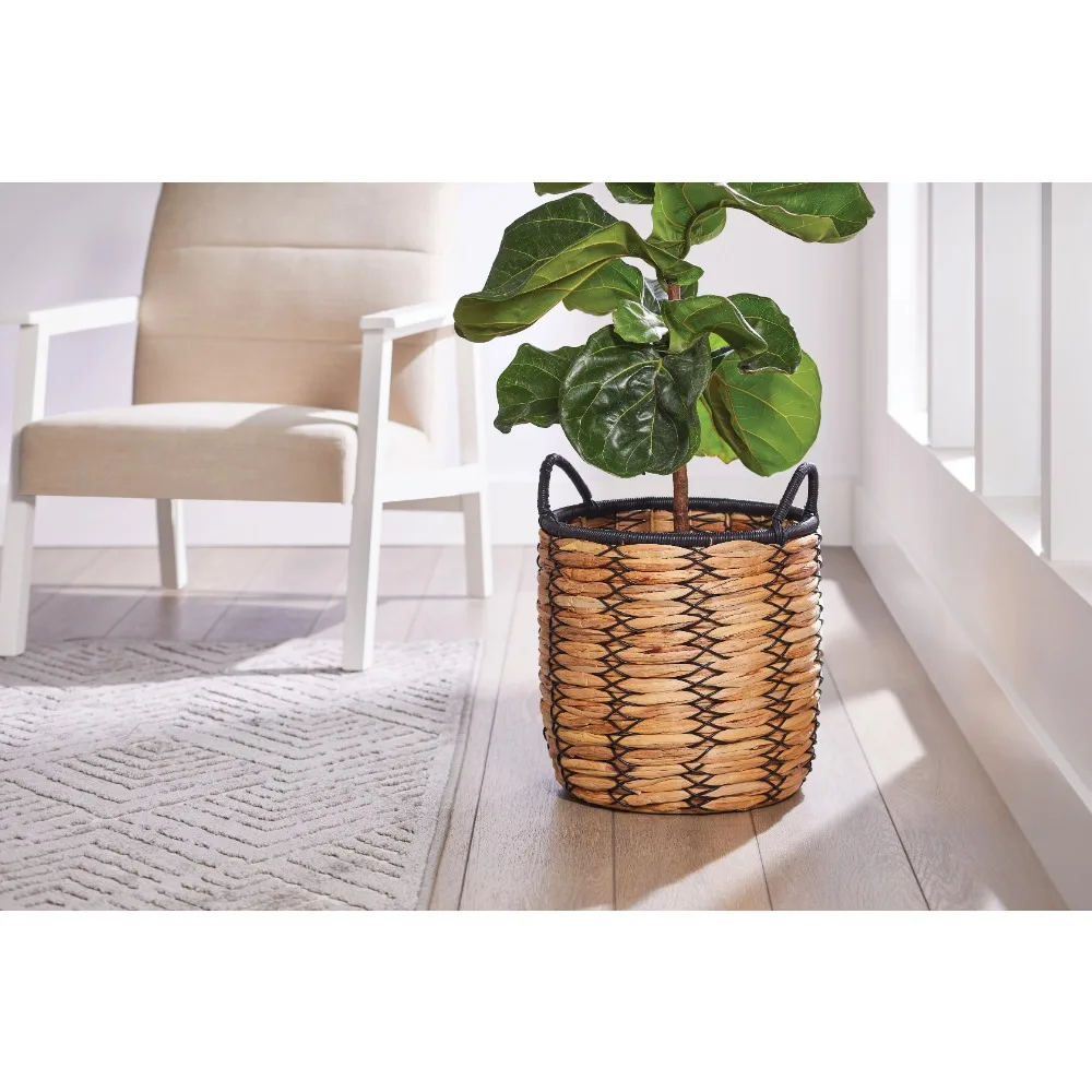 

Home Decorations Round Water Hyacinth Basket Planter Set Bonsai Pot Ceramic Pots Succulents Decorative Flower Pots and Garden