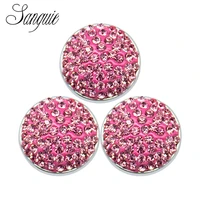 10pcslot metal colorful round pink full crystal snap button charms fit 18mm diy ginger braceletbangle jewelry making