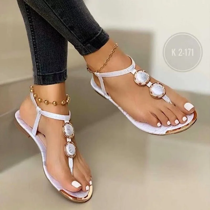 

Shoes for Women Casual Flat Sandals Beaded Peep Toe Sandals Solid Color PU Sandals Women Fashion Women Sandals Open Toe Shoes