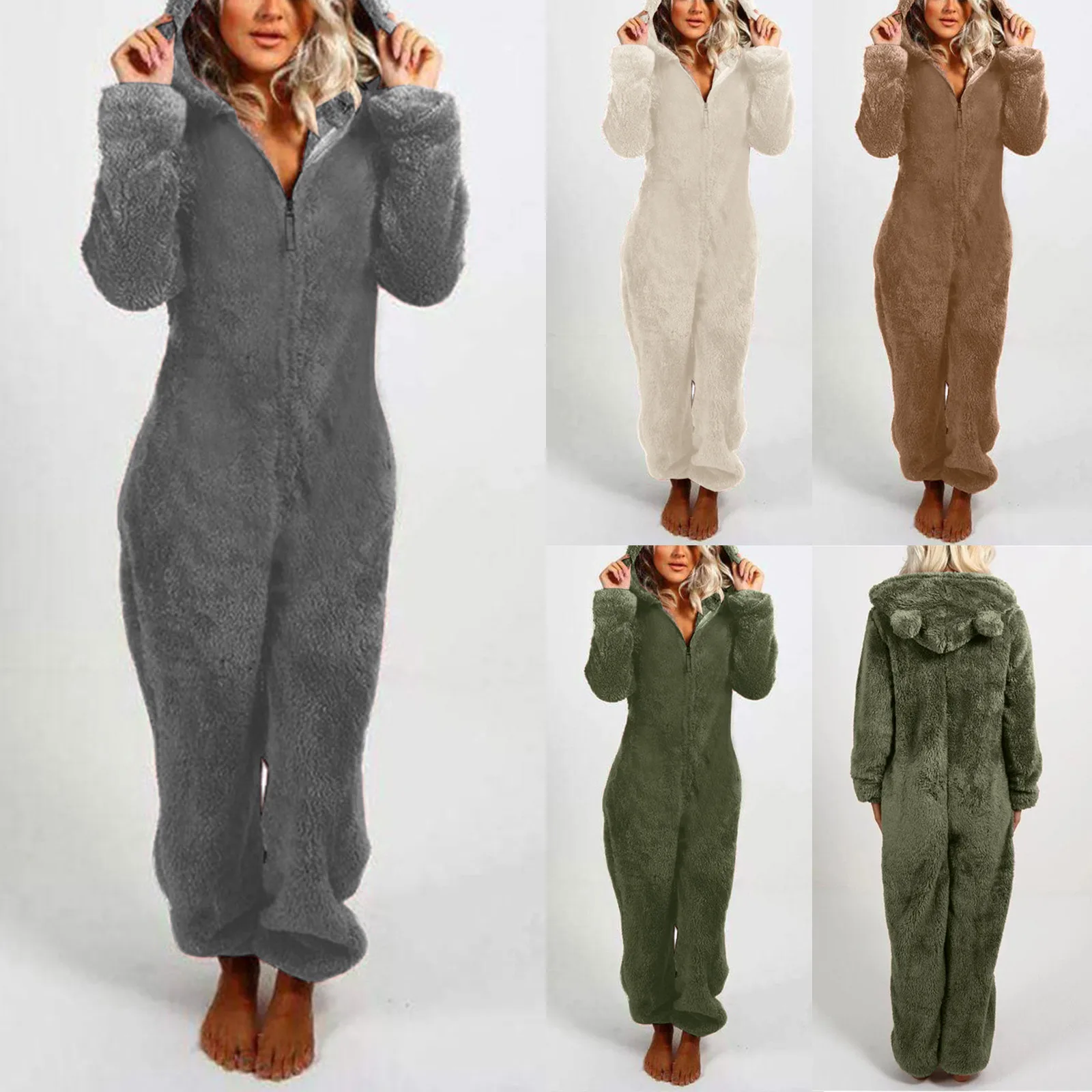 

S-2xl 10+ Styles Camouflage Leopard Tie Dyeing Lattice Long Sleeve Romper Hooded Jumpsuit Casual Warm Women Pajamas Sleepwear