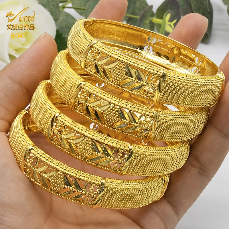 

ANIID Dubai 24K Gold Plated Bangles Luxury African Women Hawaiian Bracelets Indian Charm Wedding Ethiopian Arabic Jewelry Gifts