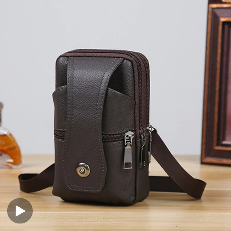 

Belt Pouch Waist Bag Genuine Leather Fanny Pack For Men Belly Male Banana Kangaroo Bum Hip Husband Phone Mobile Waistbag Side