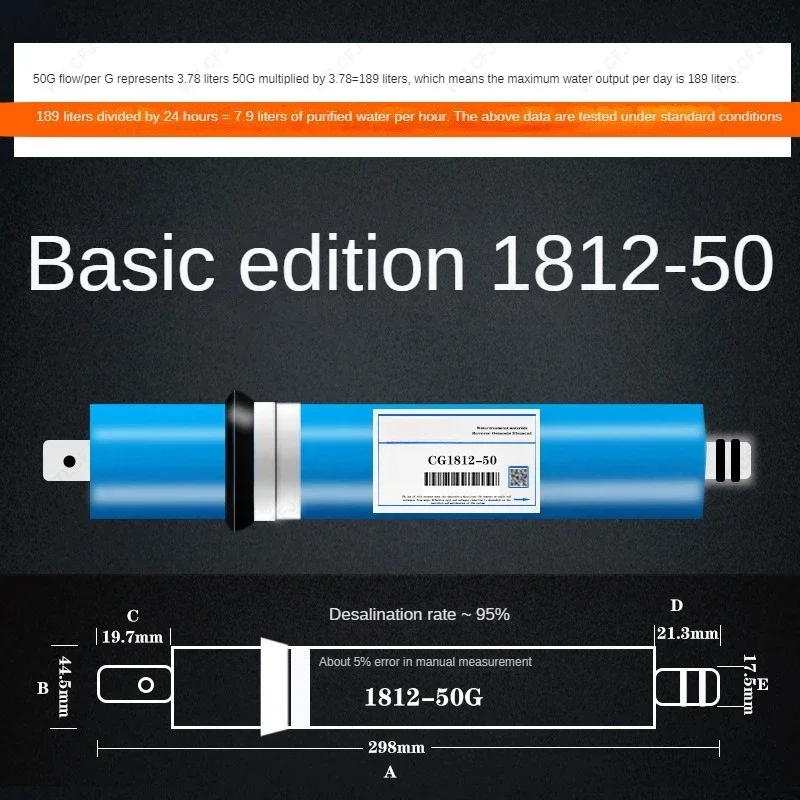 Мембрана обратного осмоса 75GPD / 100GPD для систем очистки воды