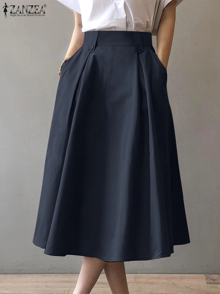 Элегантные юбки трапециевидной формы с высокой талией ZANZEA женские повседневные