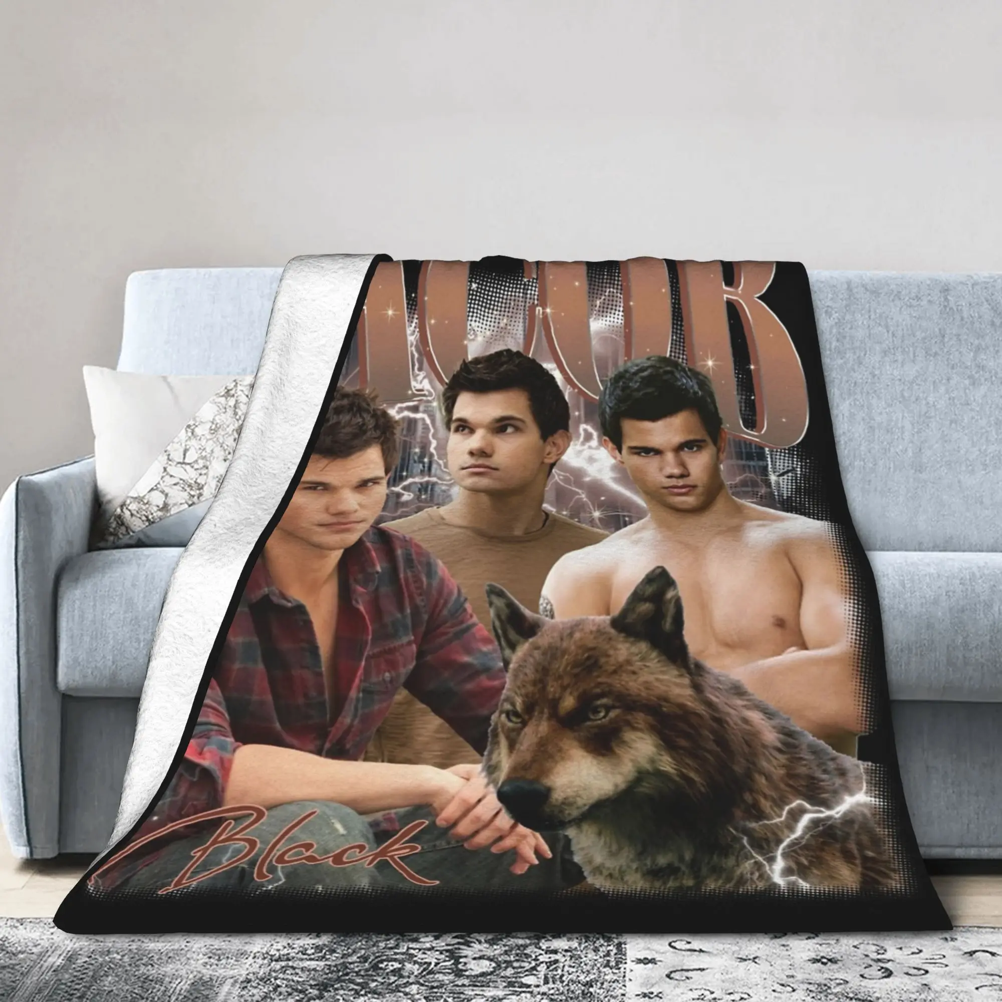 Фото Плед Jacob Black Twilight Bootleg из кораллового флиса, плюшевый, декоративный, теплый, для дома и спальни, тонкое плюшевое одеяло №2