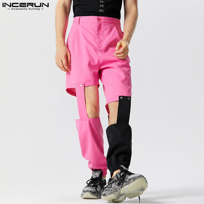 

Men Irregular Pants Patchwork Joggers Streetwear Button Hollow Out Trousers Men Party 2023 Sexy Fashion Pantalon S-5XL INCERUN