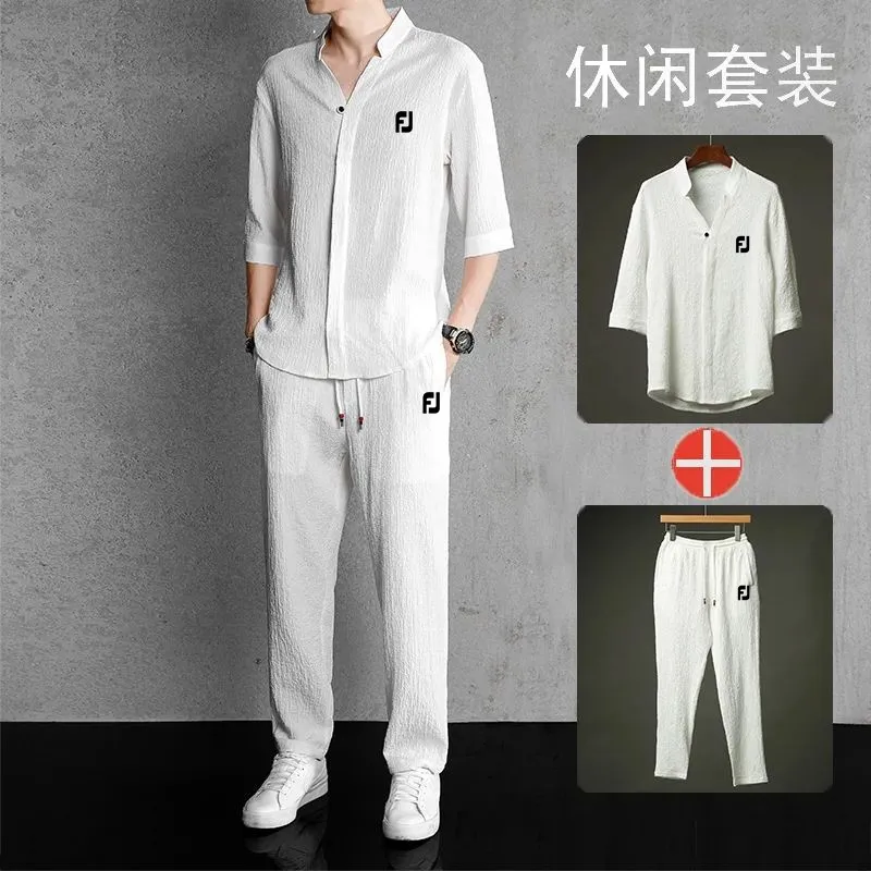 

골프웨어 남성 Polo Golf T-shirt 2-piece Set Men's Golf Wear Summer Korean Luxury Clothing Fashion Version Tennis Top T-Shirt 남성용 골프웨어