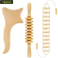 3pcs wood therapy massage tools maderoterapia kit wood massage roller rope tools kit body sculpting tools for relax muscles