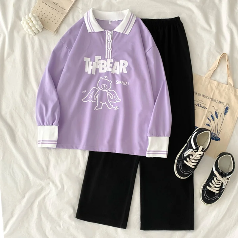 

preppy style Women Tracksuit cotton 2 Piece Sets Casual thin Sweatshirts and Pants Lounge Wear Sport Suit womens outfits Clothes