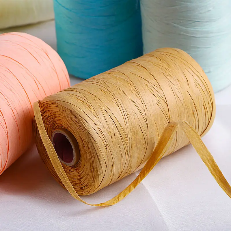 280M/roll Raffia Rope Yarn Organic Straw Yarn For Knitting Summer Hats Bags Gift Box Packing Wrapping Paper Twine Rope