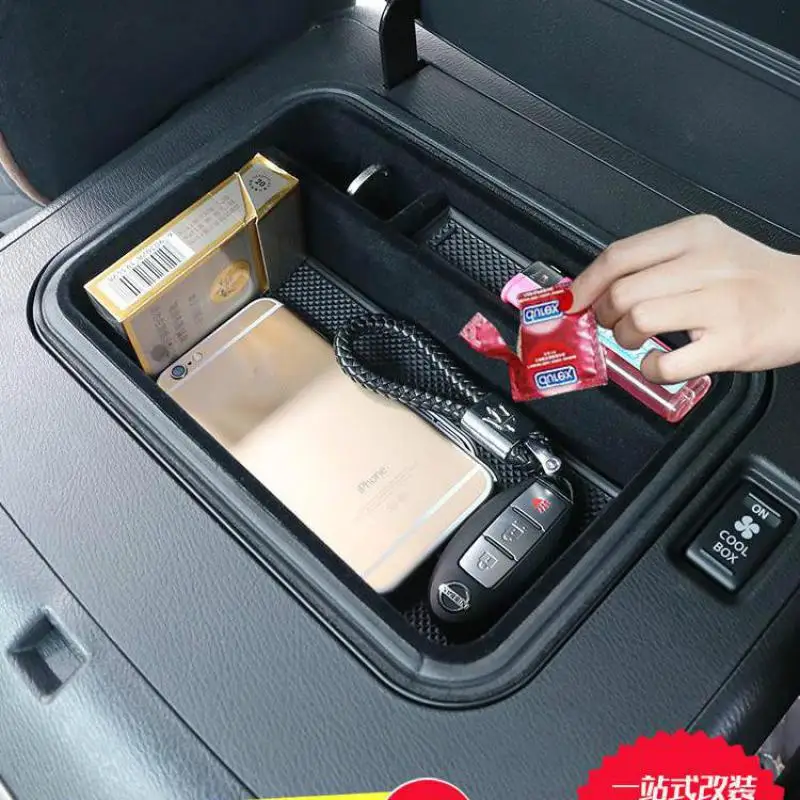 

High-quality ABS Non-Slip Mat In Central Armrest Container Holder Stowing Box For Nissan PATROL Y62 2012-2019 Accessories