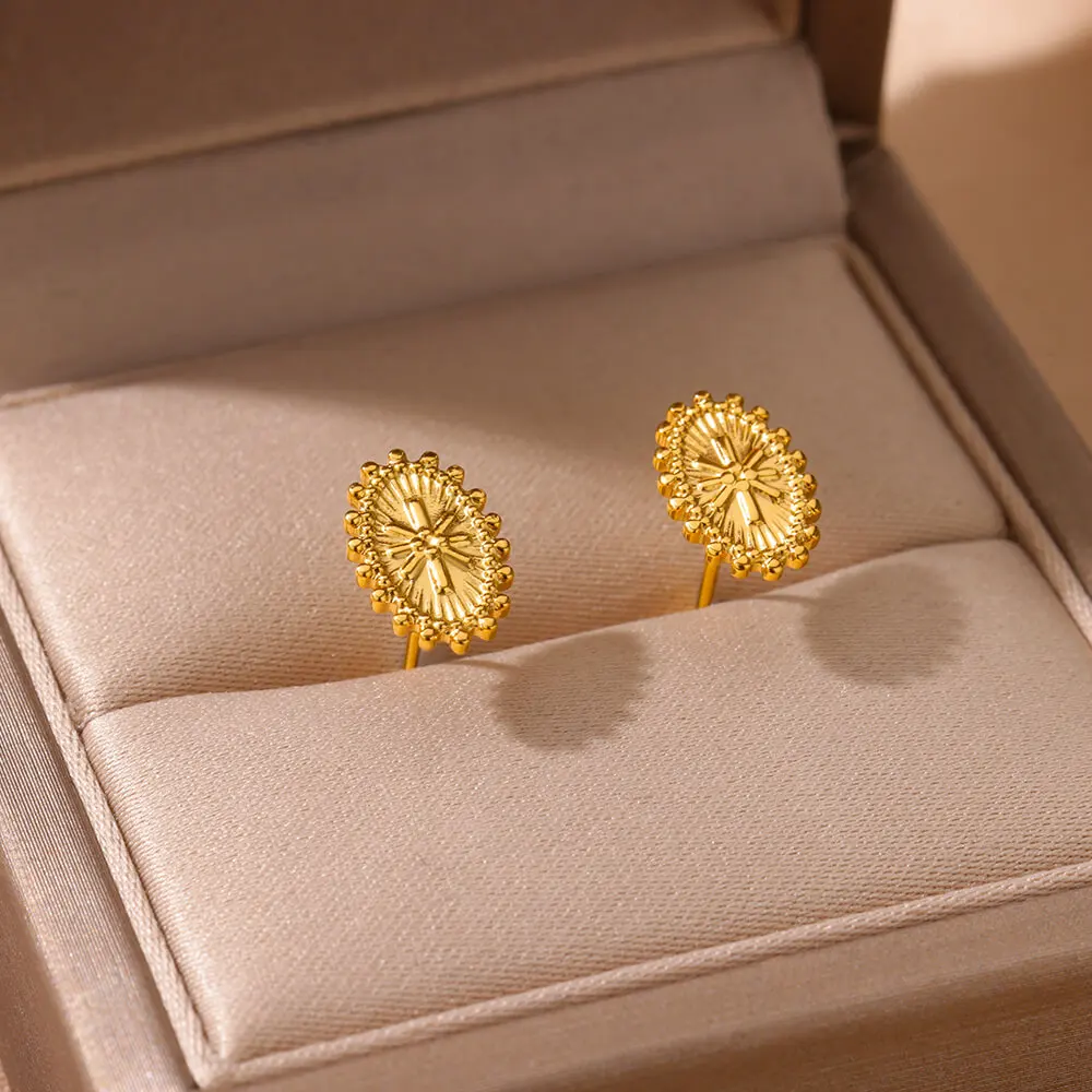 Винтажные Геометрические Женские Серьги-гвоздики Овальной Формы Звезды Из