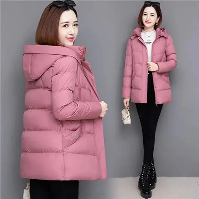 Winter Warm Oversized 4xl Parkas Women Zip Up Design Detachable Hooded Jacket Loose Stand Collar Coat Fashion Streetwear Outwear
