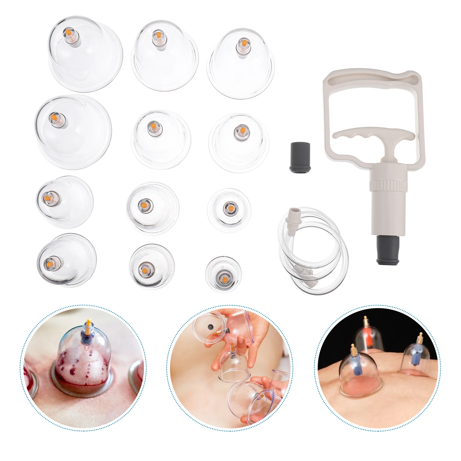 

1 Set 12-Cup Cupping Therapy Set Muscle Pain Relief Device Body Massager Pump