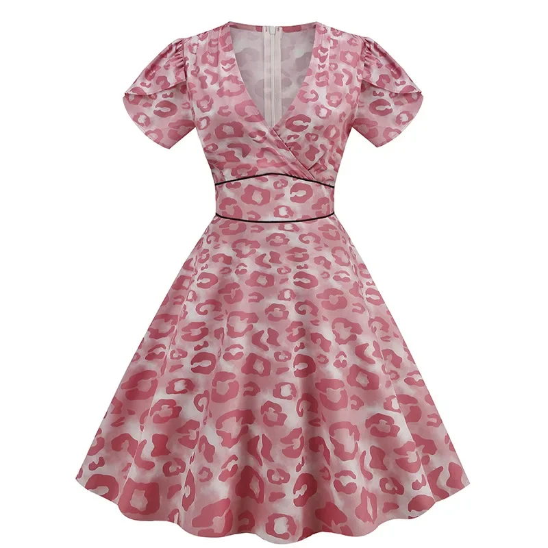 Новинка 2022 винтажная большая юбка с принтом в стиле Hebon v-образным вырезом и