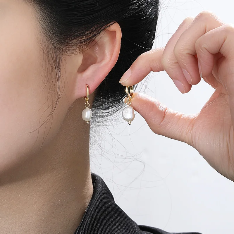 Серьги-Подвески ручной работы из нержавеющей стали с жемчугом