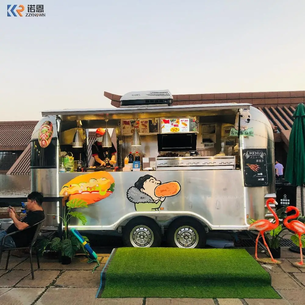 

Hot Dog Pizza BBQ Ice Cream Cart Concession Food Trailer Mobile Airstream Food Truck With Full Kitchen Restaurant Equipment