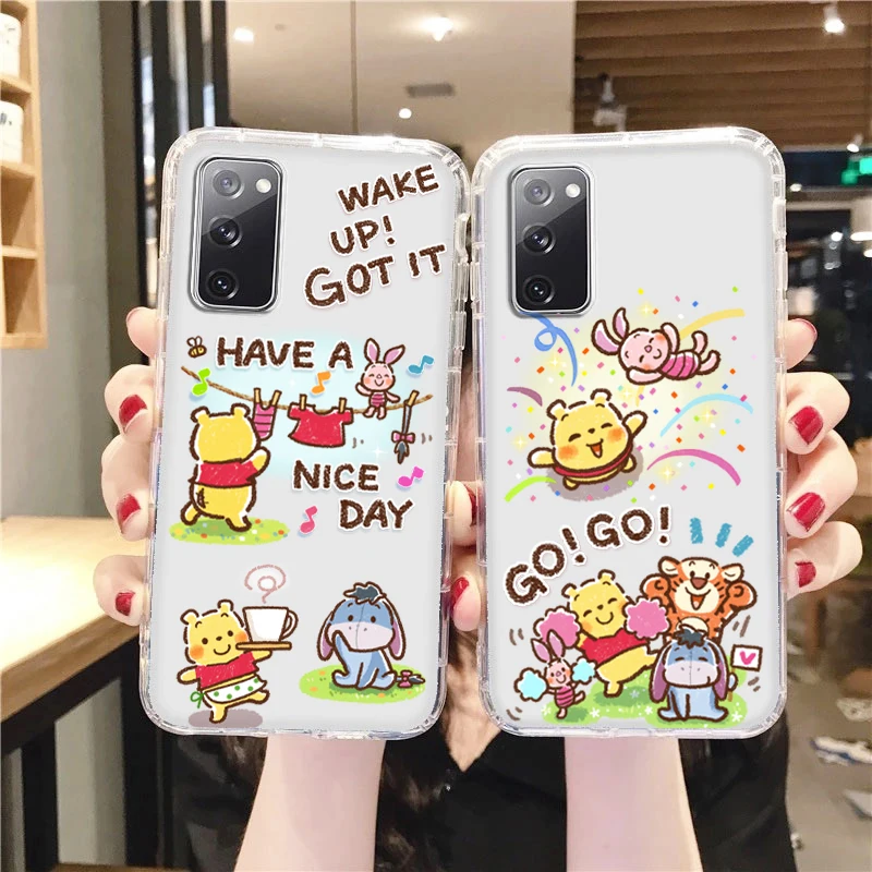 

Cute winnie the pooh childhood For Samsung A73 A70 A20 Note 20 10 9 Ultra Lite F23 M52 M21 j8 j7 j6 Transparent Phone Case