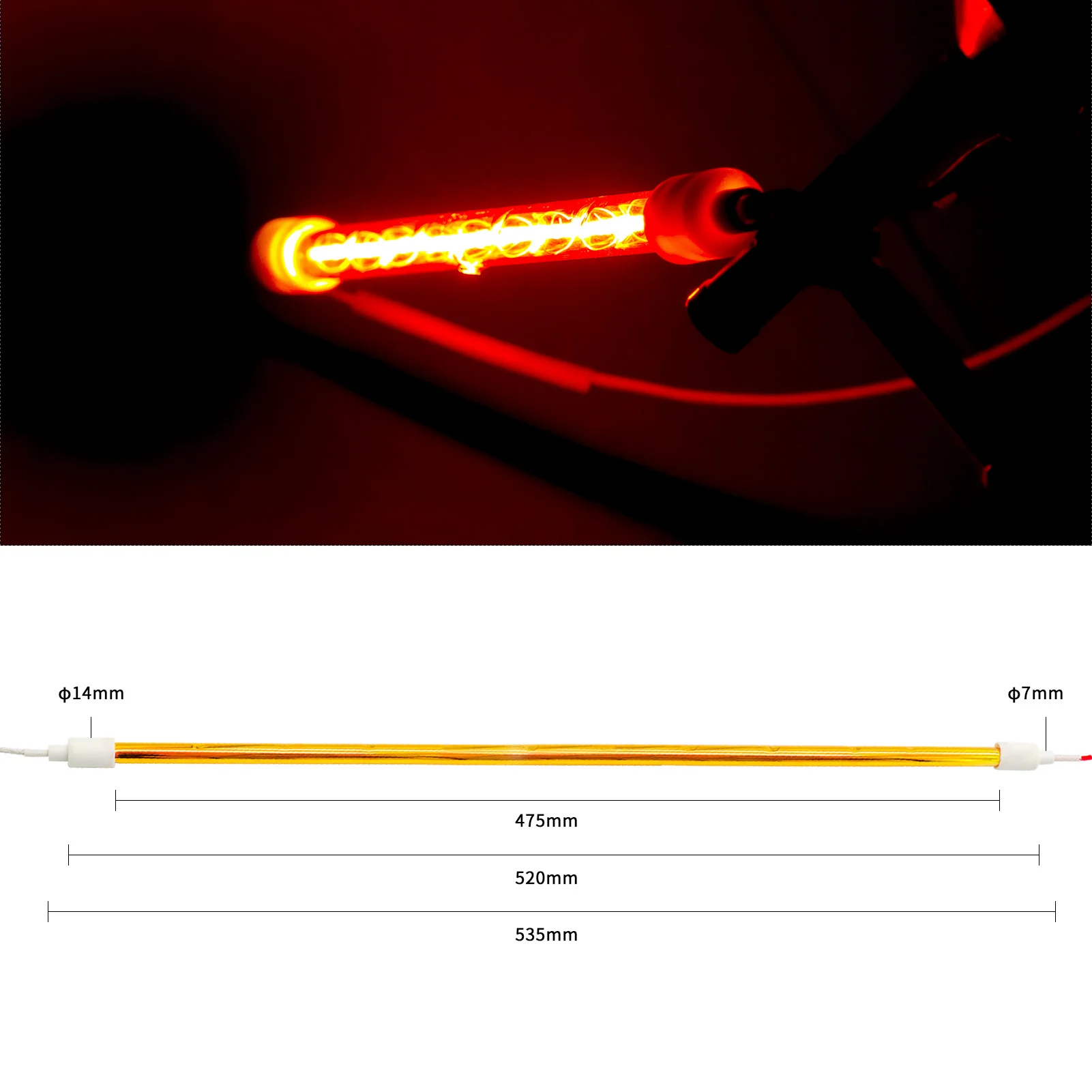 Галогенная трубка 1000 Вт, кварцевая рубиновая сушка, живопись, печать, инфракрасная лампа для отверждения краски, коротковолновый нагреватель, светильник для выпечки