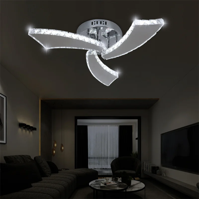 Внутренняя потолочная хрустальная люстра хромированный подвесной светильник