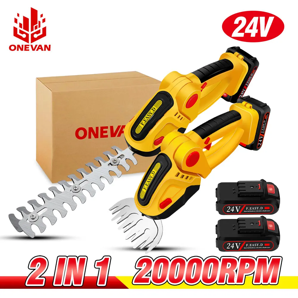 

24V 13000rpm Cordless Electric Hedge Trimmer 2 in 1 Household Lawn Mower Rechargeable Weeding Shear Pruning Mower Garden Tools
