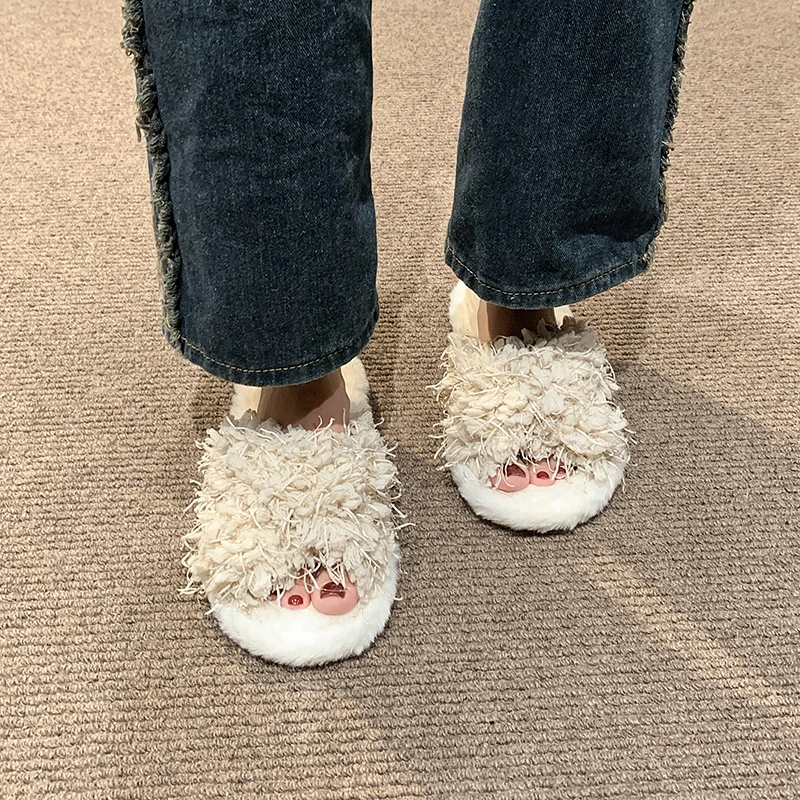Новинка Осень-зима 2024 женские повседневные и удобные плюшевые тапочки без
