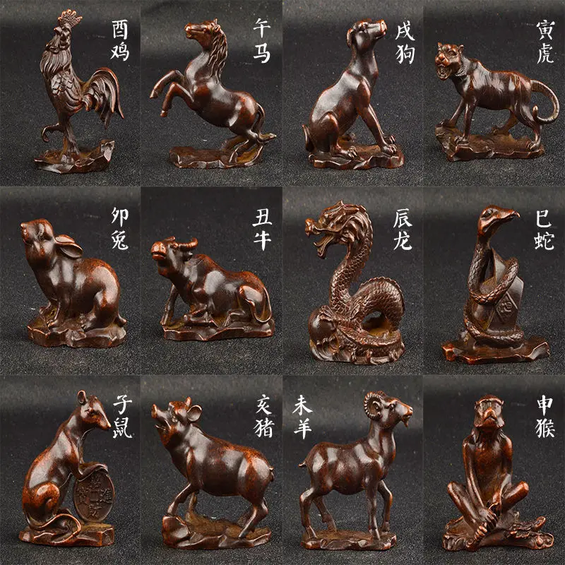 

Complete set of ancient alloy plated copper coated paste for the twelve zodiac animals, antique mouse, ox, tiger, rabbit, dragon