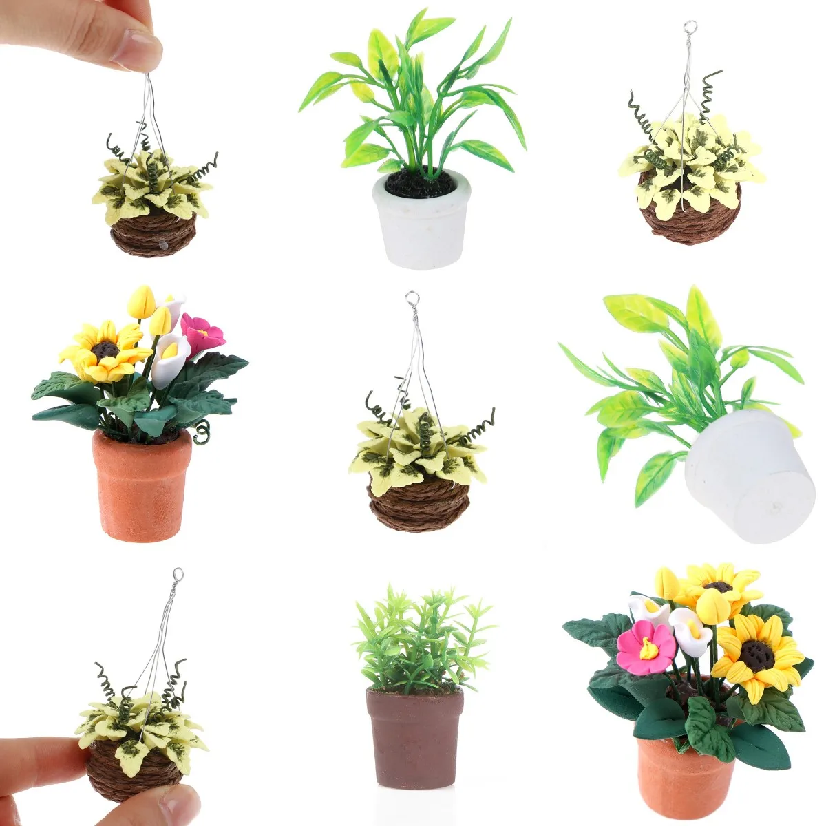 

New Mini Cute Green Plant Pot , Flower,Vase Sunflower Simulation Potted Plants 1:12 Dollhouse Accessories Decor Toy