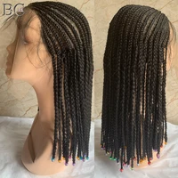 Synthetic Full Lace Braids With Baby Hair Wigs African Women Black Box Braids Good Quality  Girls Braided Lace Wigs
