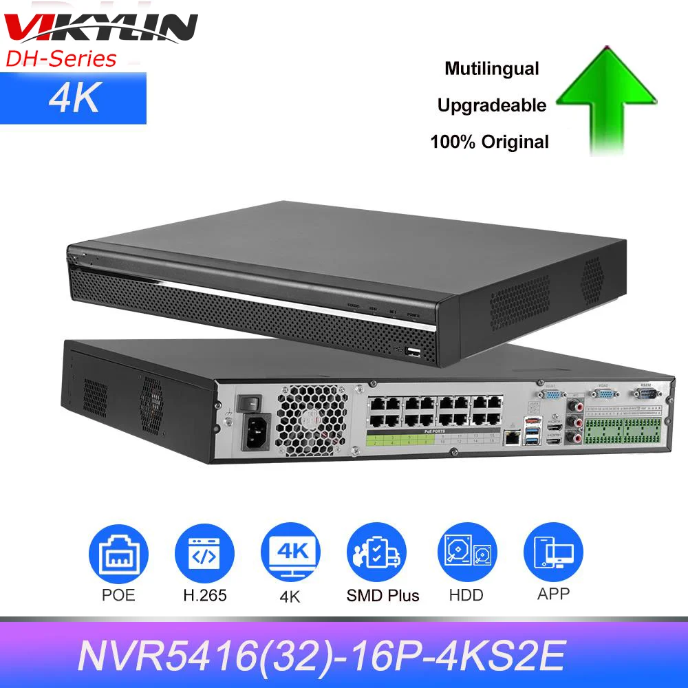 

Vikylin DH 4K 16PoE 16CH NVR5416-16P-4KS2E 32 CH NVR5432-16P-4KS2E H.265 Network Video Recorder SMD Plus Live View and playback