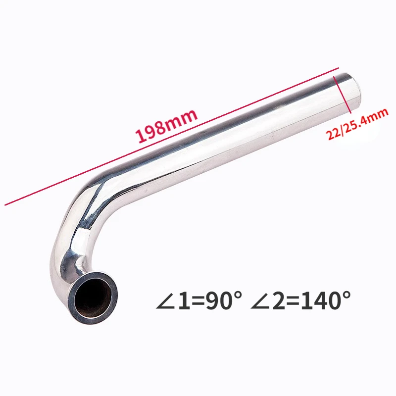 198 мм 140 ° + 90 выхлопная труба из нержавеющей стали Диаметр 22/25 4 для модели