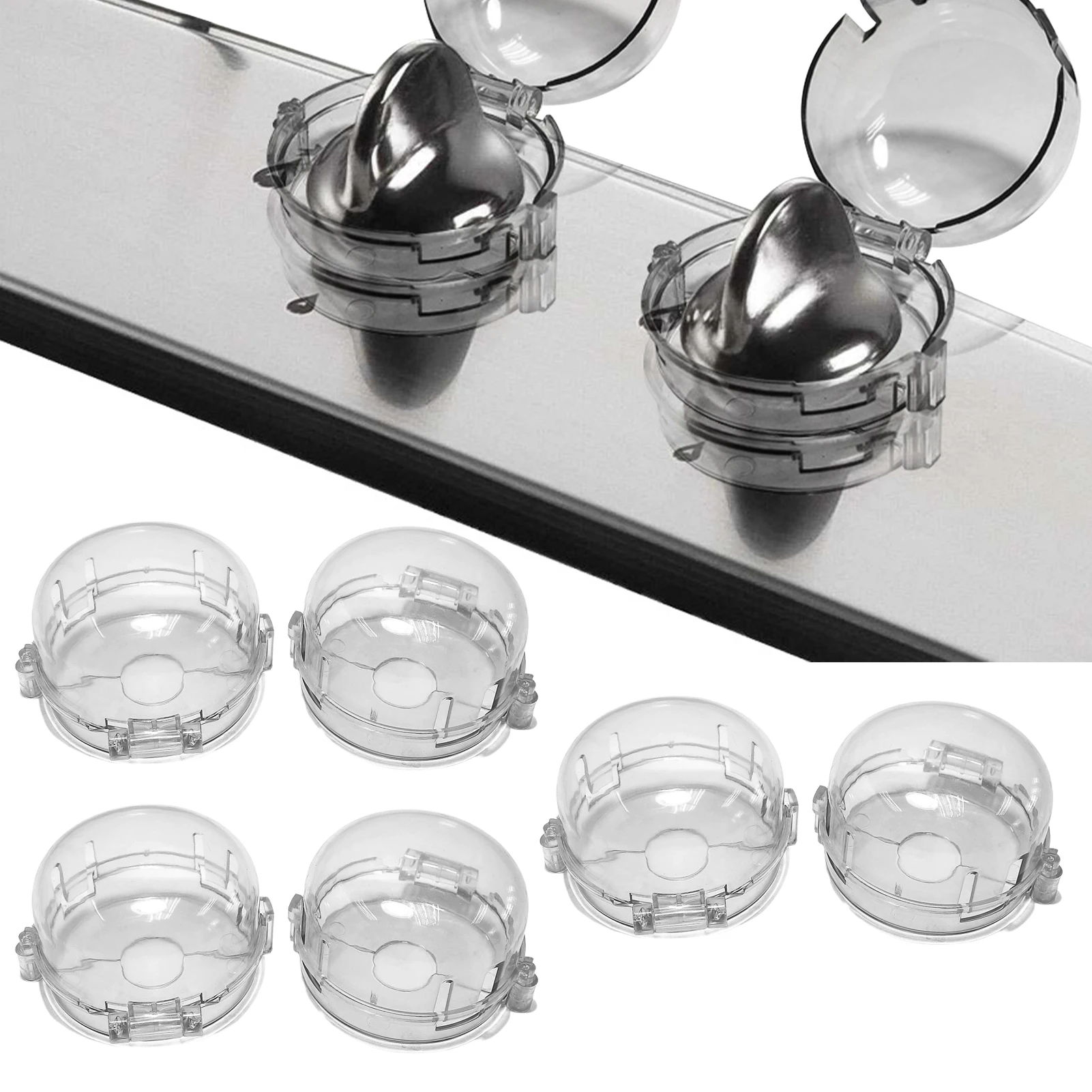 

6pcs Stove Oven Knob Cover Padlock Lid Lock Protector Kid Oven Knob Covers Kitchen Safety Children Protection