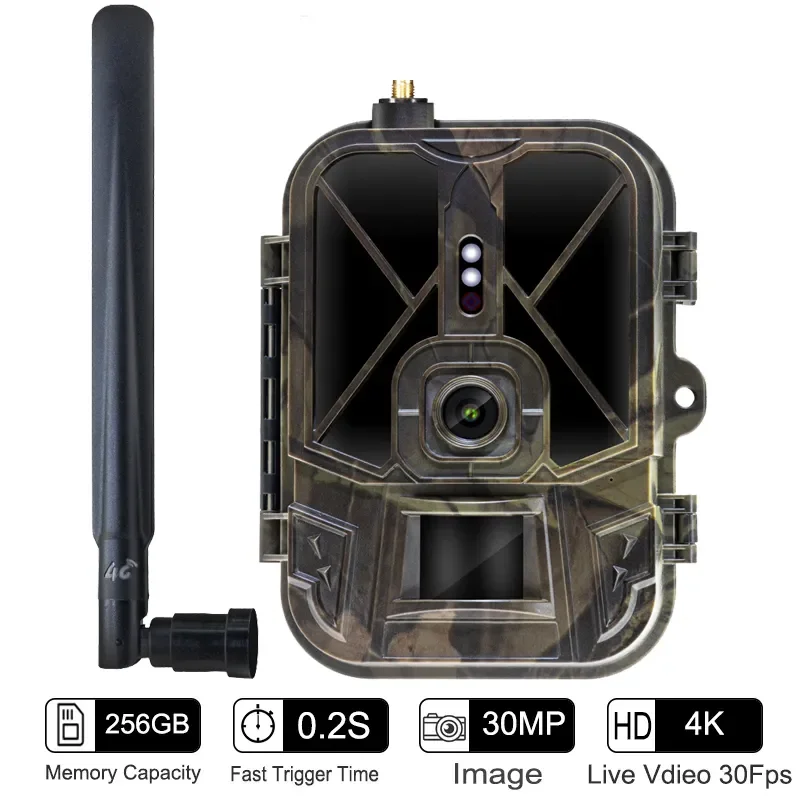 

4G 4K 36MP Wildlife Camera APP Hunting Trail Camera 940nm Invisible IR LEDs Night Vision 120 Detection IP66 Waterproof Cam