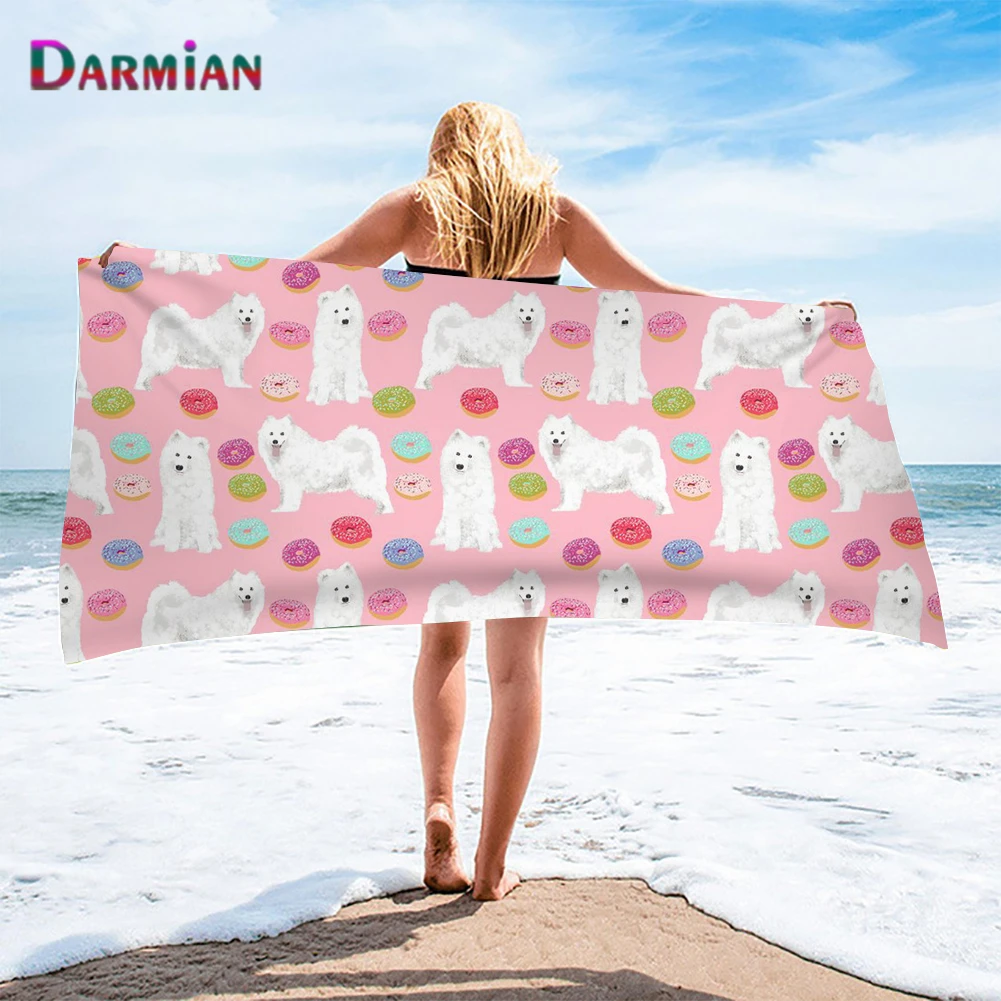 

DARMIAN Kawaii Samoyed Dog мультяшный дизайн мягкое полотенце микрофибра банные полотенца для детей многофункциональный домашний текстиль Пользовате...