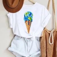 women t shirts clothing ice cream printing 90s female lady casual camisetas cartoon clothes short sleeve fashion graphic top 4xl