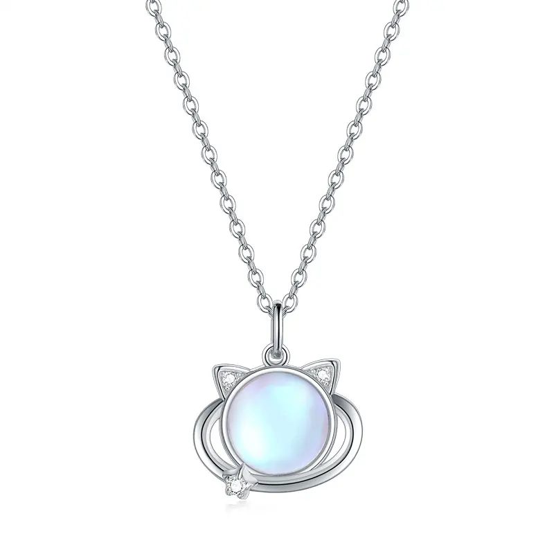 

Vonmoos New Zircon Necklace for Women Tiny 925 Sterling Silver Choker Chain with Cat Shape Pendant Necklace Lady Jewelry Gift