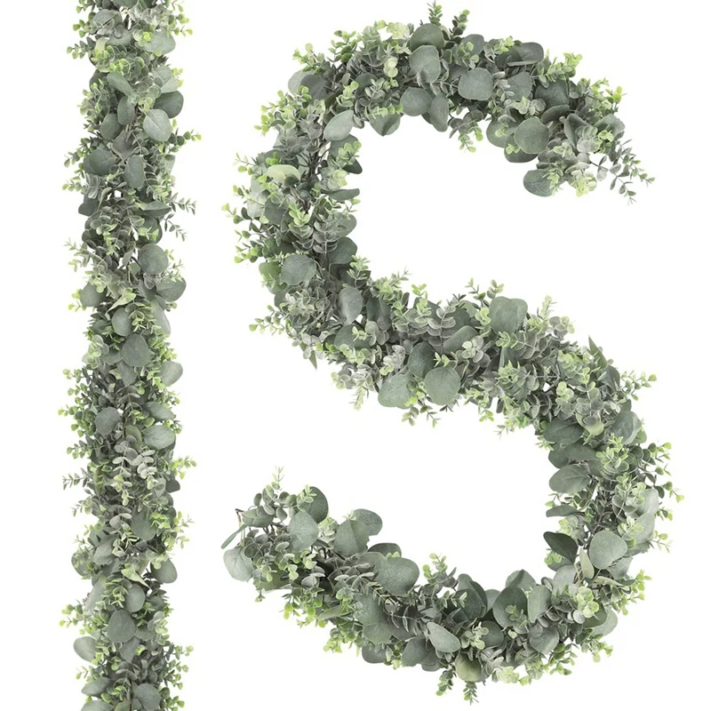 

BMBY-2Pcs 6.6Ft Artificial Eucalyptus Garland Faux Greenery Garland Faker Eucalyptus Leaves For Wedding Arch Farmhouse