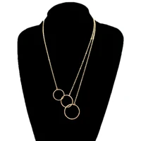 new three ring hip hop exaggerated explosion style necklace female model shape pendant all match personality sweater chain gift