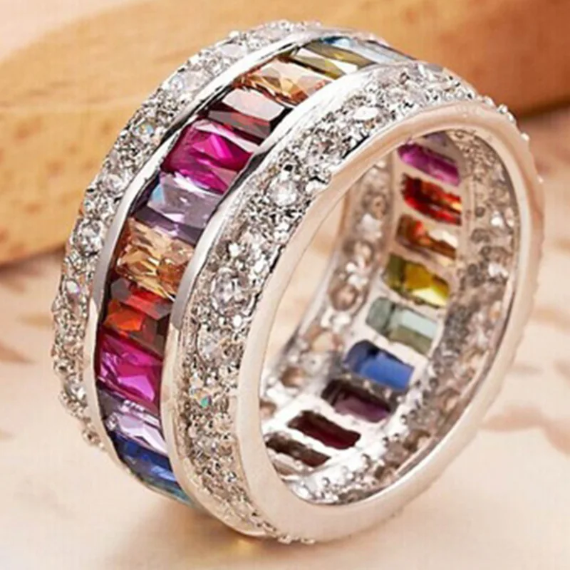 

Milangirl Luxury Romantic Zircon Wedding Engagement Round Circle Couple Rings For women Jewelry Ring